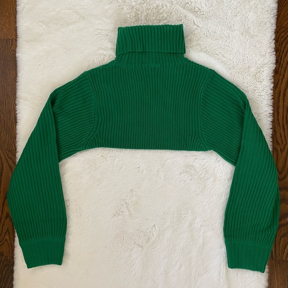 NWT Green Cropped Ribbed Knit Turtleneck Sweater | H&M - Picture 5 of 15